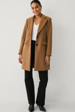 Ellos Collection Enkeltradet uldfrakke Brun Clearance