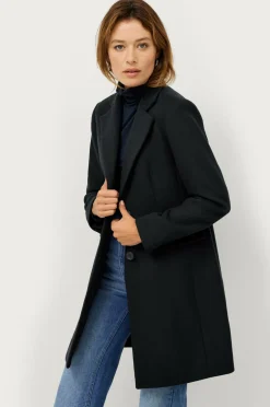 Ellos Collection Enkeltradet uldfrakke Marineblå Outlet