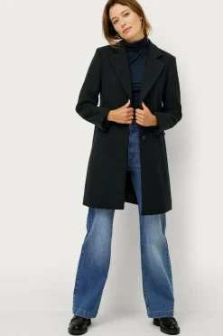 Ellos Collection Enkeltradet uldfrakke Marineblå Outlet