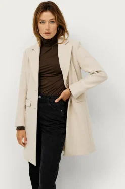 Ellos Collection Enkeltradet uldfrakke Lys beige Best