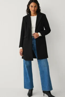 Ellos Jakker & Frakker>Collection Enkeltradet uldfrakke Sort