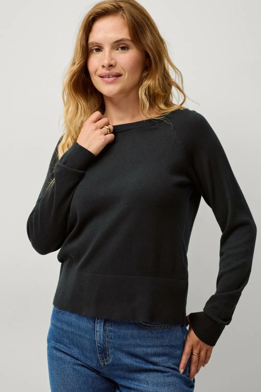 Ellos Collection Fintstrikket Pullover Sort Sale
