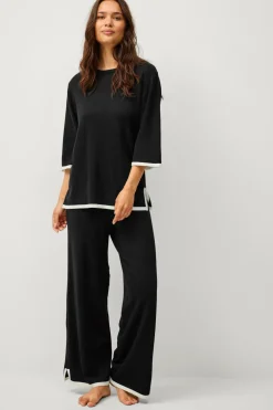 Ellos Collection Fintstrikkede bukser Sort/hvid New