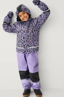 Ellos Collection Fleeceforet regnfrakke lilla tigermønstret