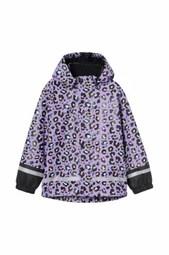 Ellos Collection Fleeceforet regnfrakke lilla tigermønstret