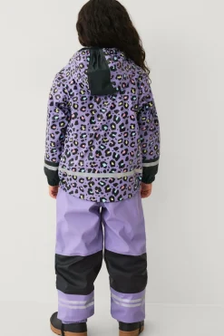 Ellos Collection Fleeceforet regnfrakke lilla tigermønstret