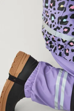 Ellos Collection Fleeceforet regnfrakke lilla tigermønstret