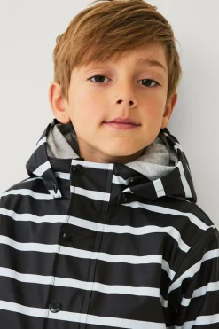 Ellos Overtøj>Collection Fleeceforet regnfrakke Sort/hvid stribet