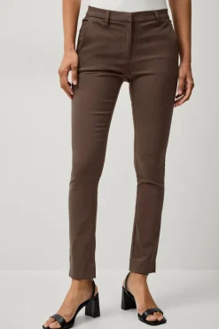 Ellos Collection Flexy Slim fit bukser i superstretch Mrkbrun Discount