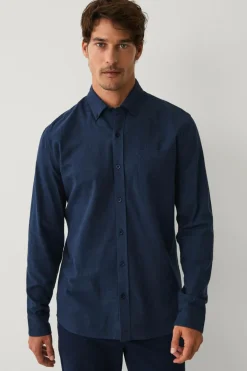 Ellos Collection Flonnelskjorte Mørkeblå melange Discount