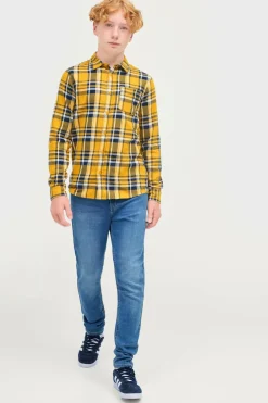 Ellos Skjorter>Collection Flonnelskjorte William Blå/gul ternet