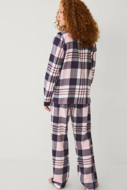 Ellos Collection Flonelpyjamas 2 dele rosa rutet Sale