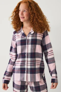 Ellos Collection Flonelpyjamas 2 dele rosa rutet Sale