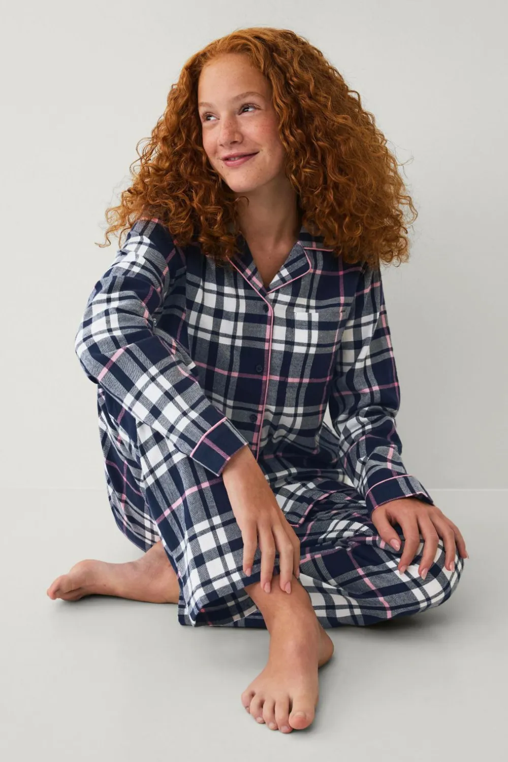 Ellos Collection Flonelpyjamas 2 dele blå