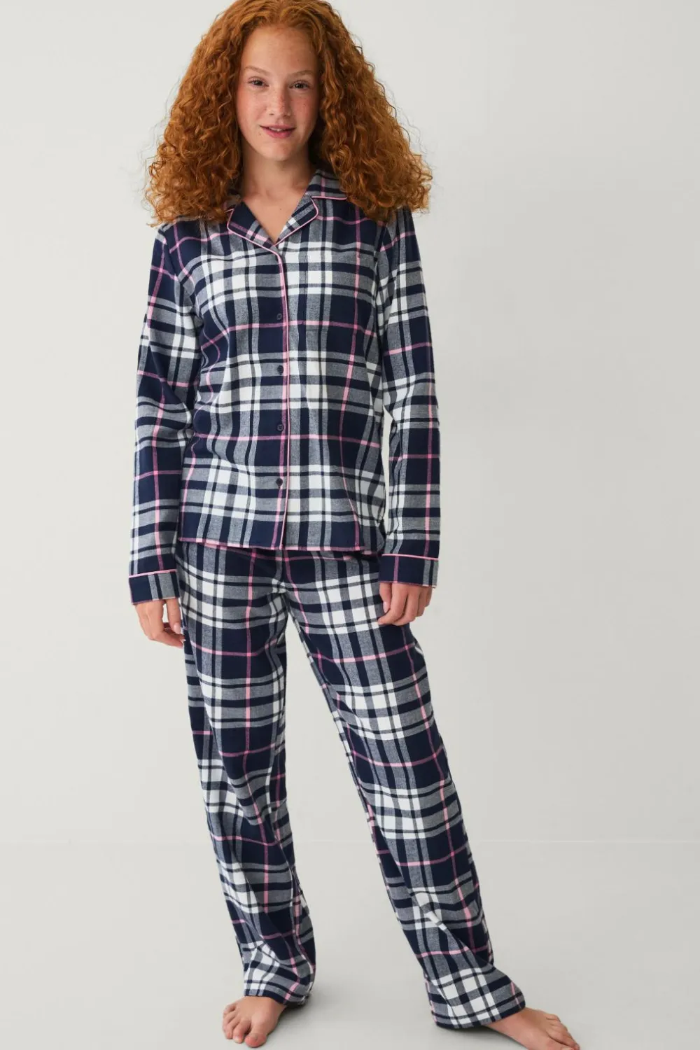 Ellos Collection Flonelpyjamas 2 dele blå