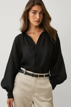 Ellos Skjorter & Bluser>Collection Gennemsigtig bluse med v-hals sort