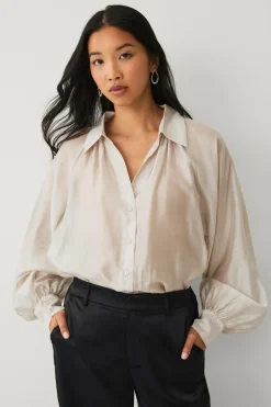 Ellos Skjorter & Bluser>Collection Gennemsigtig bluse med v-hals creme