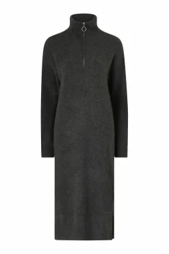 Ellos Kjoler>Collection Glatstrikket kjole med høj krave mørkgrå