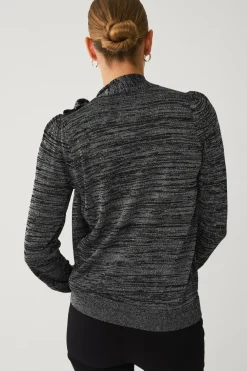 Ellos Collection Glitrende top med bindebånd Sort med Sølv Clearance