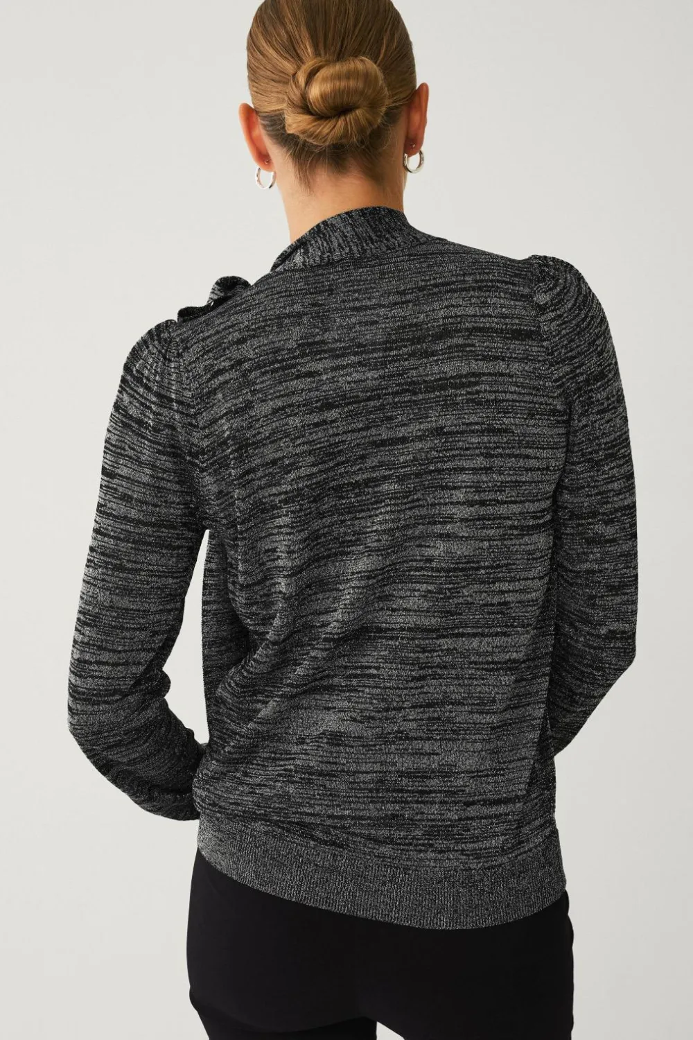 Ellos Collection Glitrende top med bindebånd Sort med Sølv Clearance