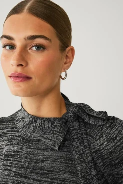 Ellos Collection Glitrende top med bindebånd Sort med Sølv Clearance