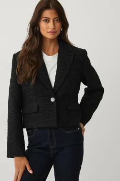 Ellos Collection Habitjakke i bouclé sort Sale