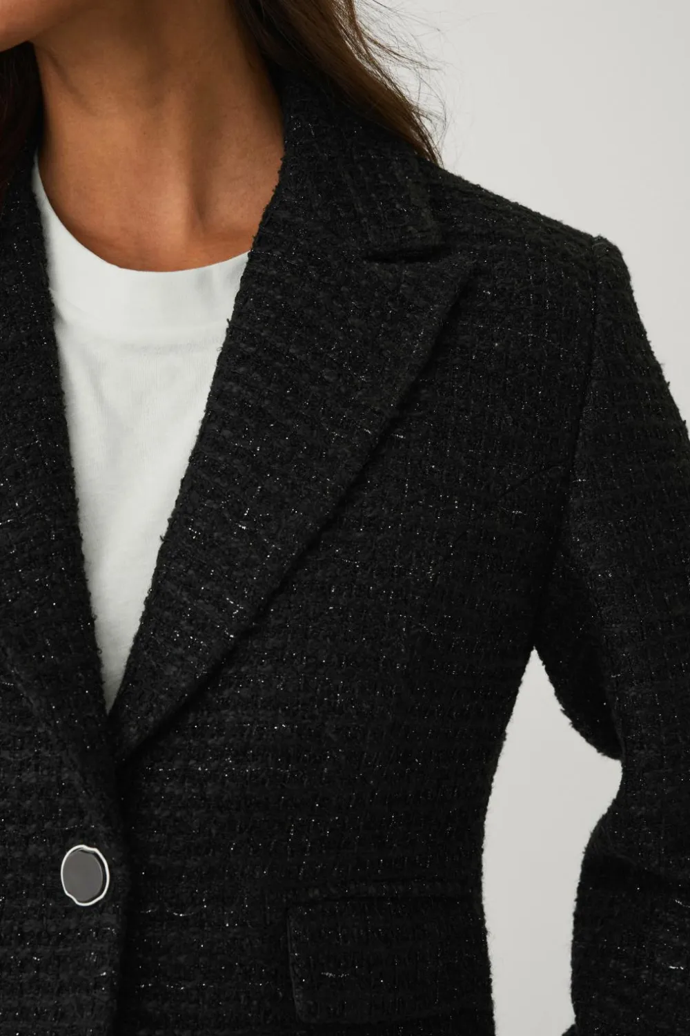 Ellos Collection Habitjakke i bouclé sort Sale