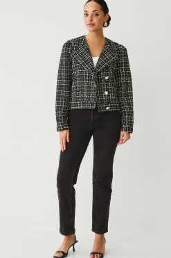 Ellos Blazere & Veste>Collection Habitjakke med perleknaper Sort/hvid