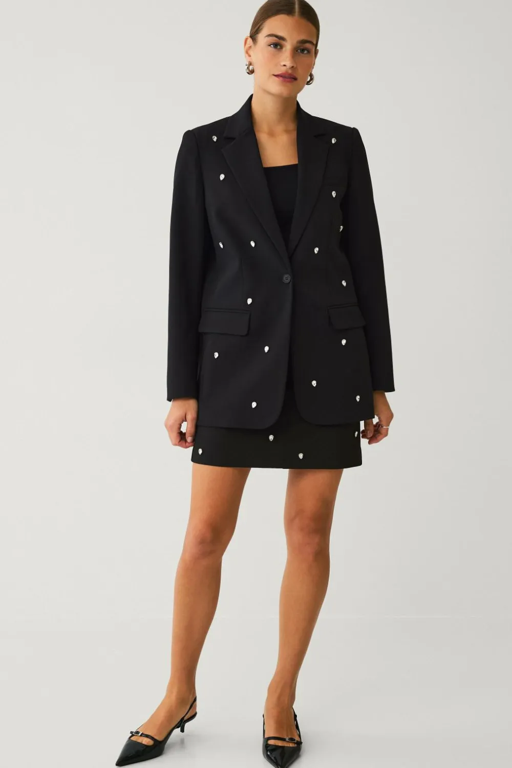 Ellos Blazere & Veste>Collection Habitjakke med rhinstene Sort