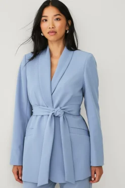 Ellos Blazere & Veste>Collection Habitjakke med slips og sjalskrave Blå