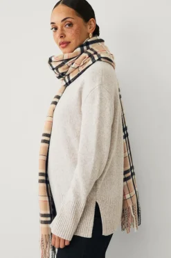 Ellos Tørklæder & Halstørklæder>Collection Halstørklæde med frynser Sort/beige ternet