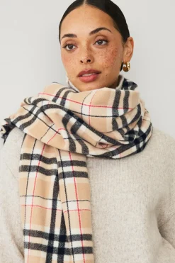 Ellos Tørklæder & Halstørklæder>Collection Halstørklæde med frynser Sort/beige ternet