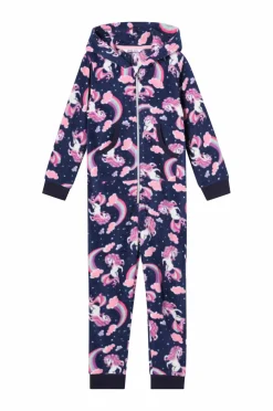 Ellos Jumpsuits>Collection Heldragt i fleece Blå mønstret enhjørning