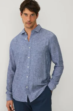 Ellos Collection Hørskjorte Blå chambray Sale