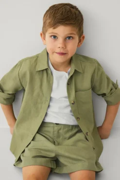 Ellos Skjorter>Collection Hørskjorte Martin Mini Grøn