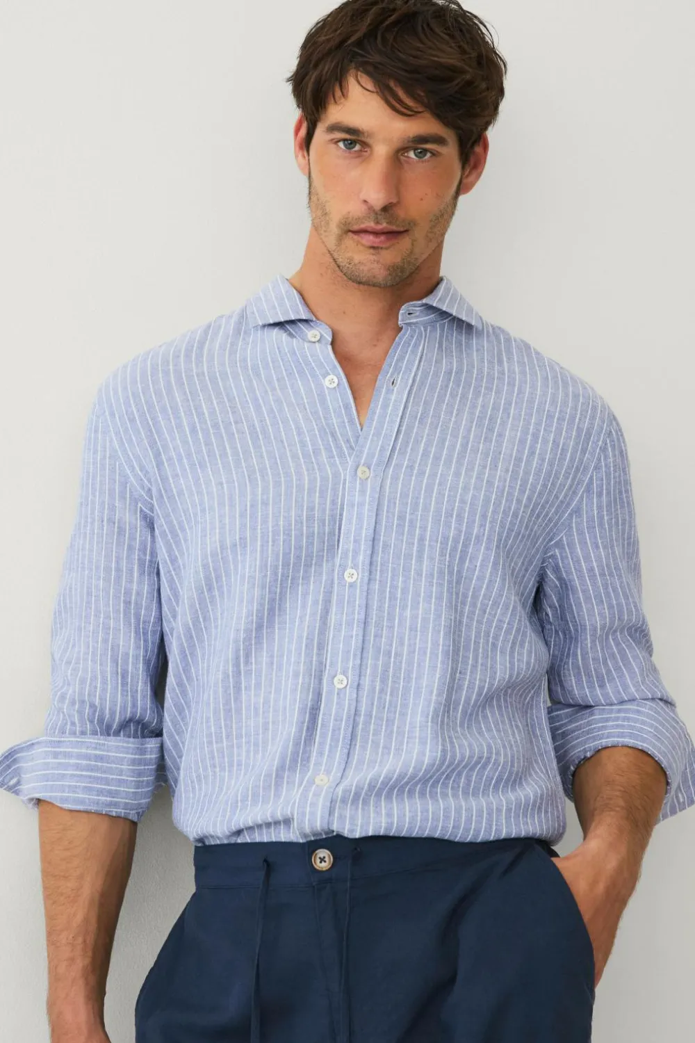 Ellos Skjorter>Collection Hørskjorte Klassisk blåstribet