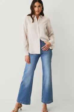 Ellos Skjorter & Bluser>Collection Hørskjorte Beigemeleret