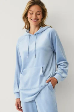 Ellos Loungewear & Homewear|Sweatshirts & Hoodies>Collection Hættetrøje i velour lyseblå