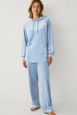Ellos Loungewear & Homewear|Sweatshirts & Hoodies>Collection Hættetrøje i velour lyseblå