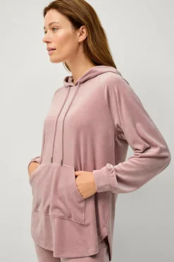 Ellos Collection Hættetrøje i velour Rosa Sale