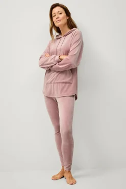 Ellos Collection Hættetrøje i velour Rosa Sale