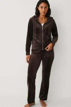 Ellos Collection Hættetrøje i velour Brun Clearance