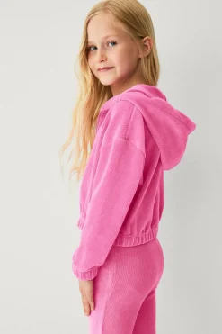 Ellos Collection Hættetrøje i velour rosa