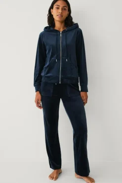 Ellos Collection Hættetrøje i velour Marineblå Online