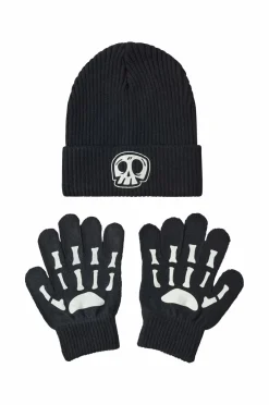 Ellos Collection Huer og vanter med print sort