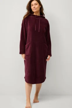 Ellos Loungewear & Homewear>Collection Hyggelig kjole i fleece Mørkerød