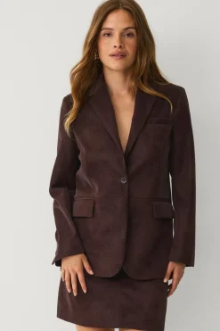 Ellos Collection Jakke i imiteret ruskind brun Outlet
