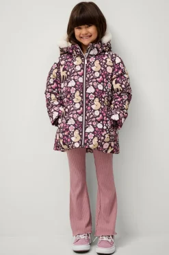 Ellos Overtøj>Collection Jakke Lotta Mörklila med blom- och djurmönster