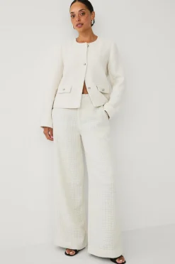 Ellos Collection Jakkesætsbukser med brede ben og høj talje hvid New