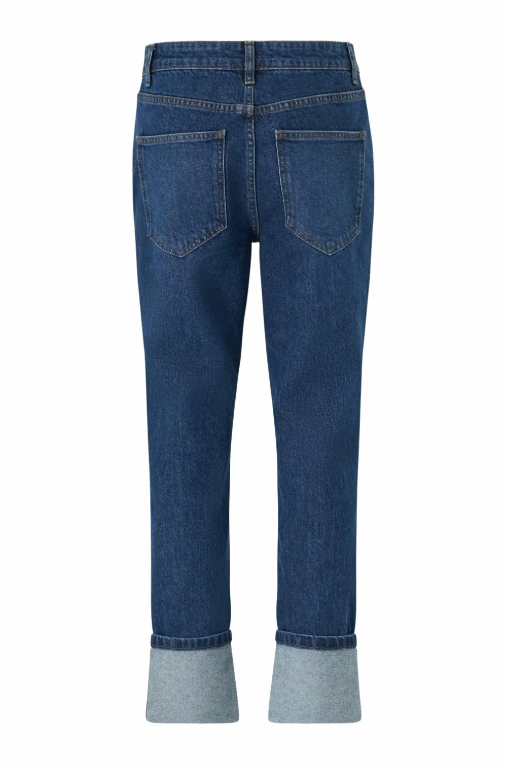 Ellos Jeans>Collection Jeans Slim Straight Folded Mørkeblå